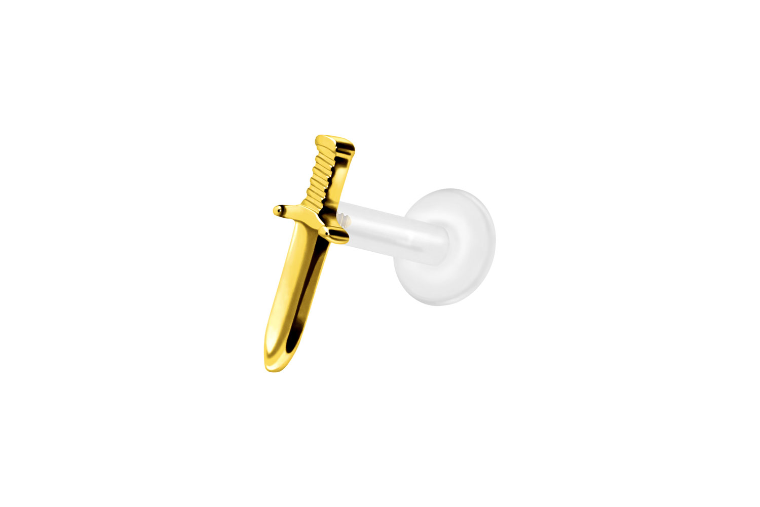 PTFE Labret Piercing mit Innengewinde + Titan-Aufsatz SCHWERT